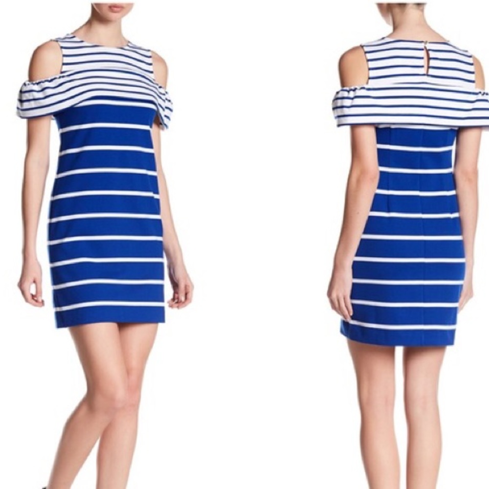 💙🆕 Vince Camuto Striped Cold-Shoulder Dress💙